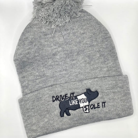 Drive It Like You Stole It Show Pig Beanie (PomPom Optional)