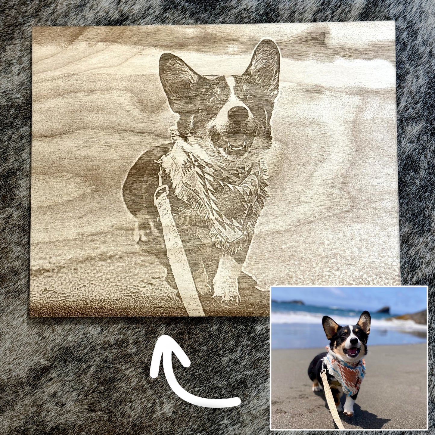 Engraved Wood Pet Photo