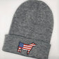 American Flag Show Steer Embroidered Beanie