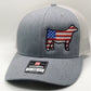 American flag show steer embroidered hat