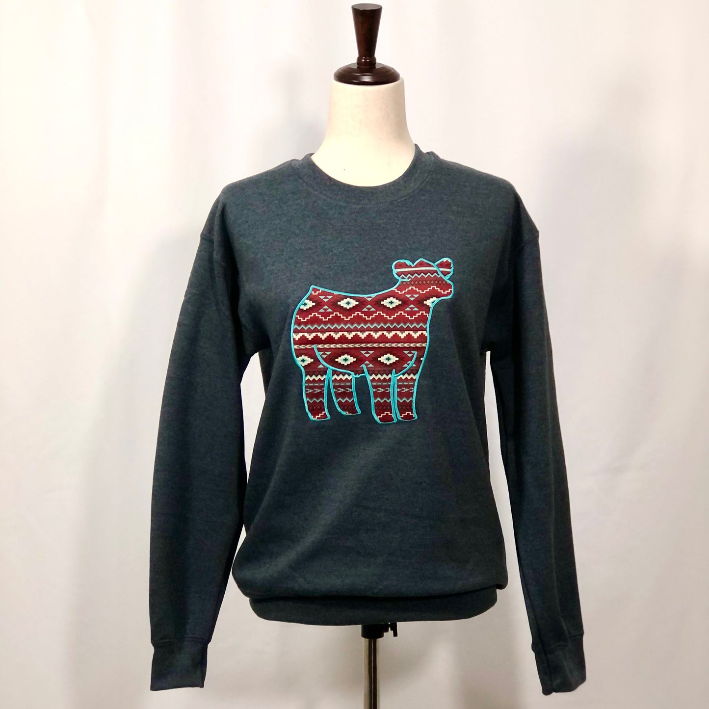Aztec Show Steer Embroidered Crewneck Shirts & Tops Gone Rogue Boutique and Embroidery 