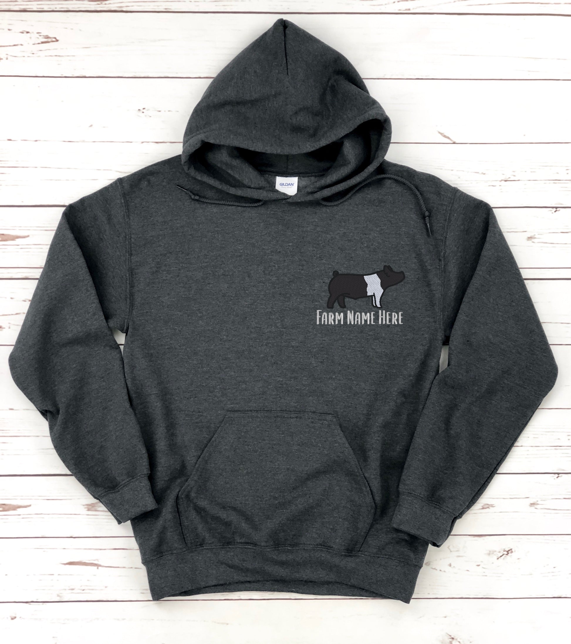 Custom Pig Farm/Ranch Logo Embroidered Hoodie